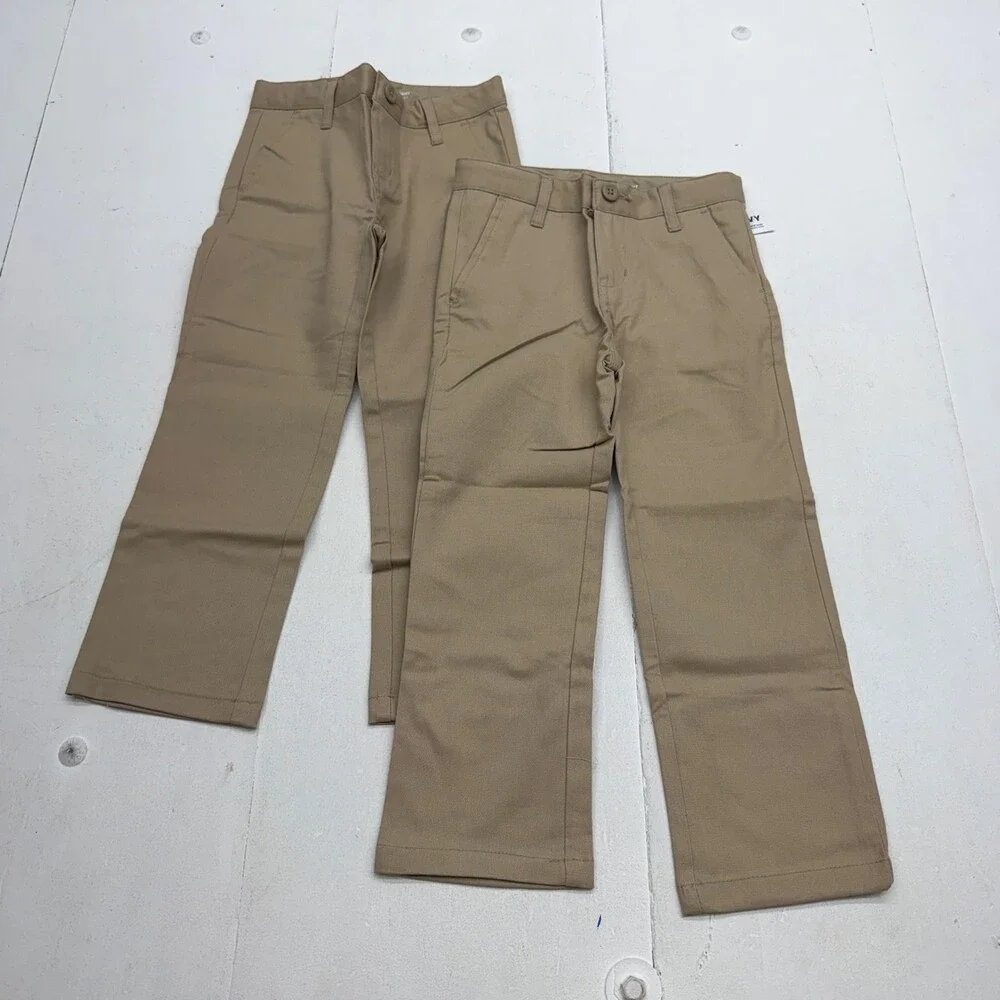 Old Navy Pants Kids 5 Beige Straight Chino Built-In Flex School Uniform 2 Pack